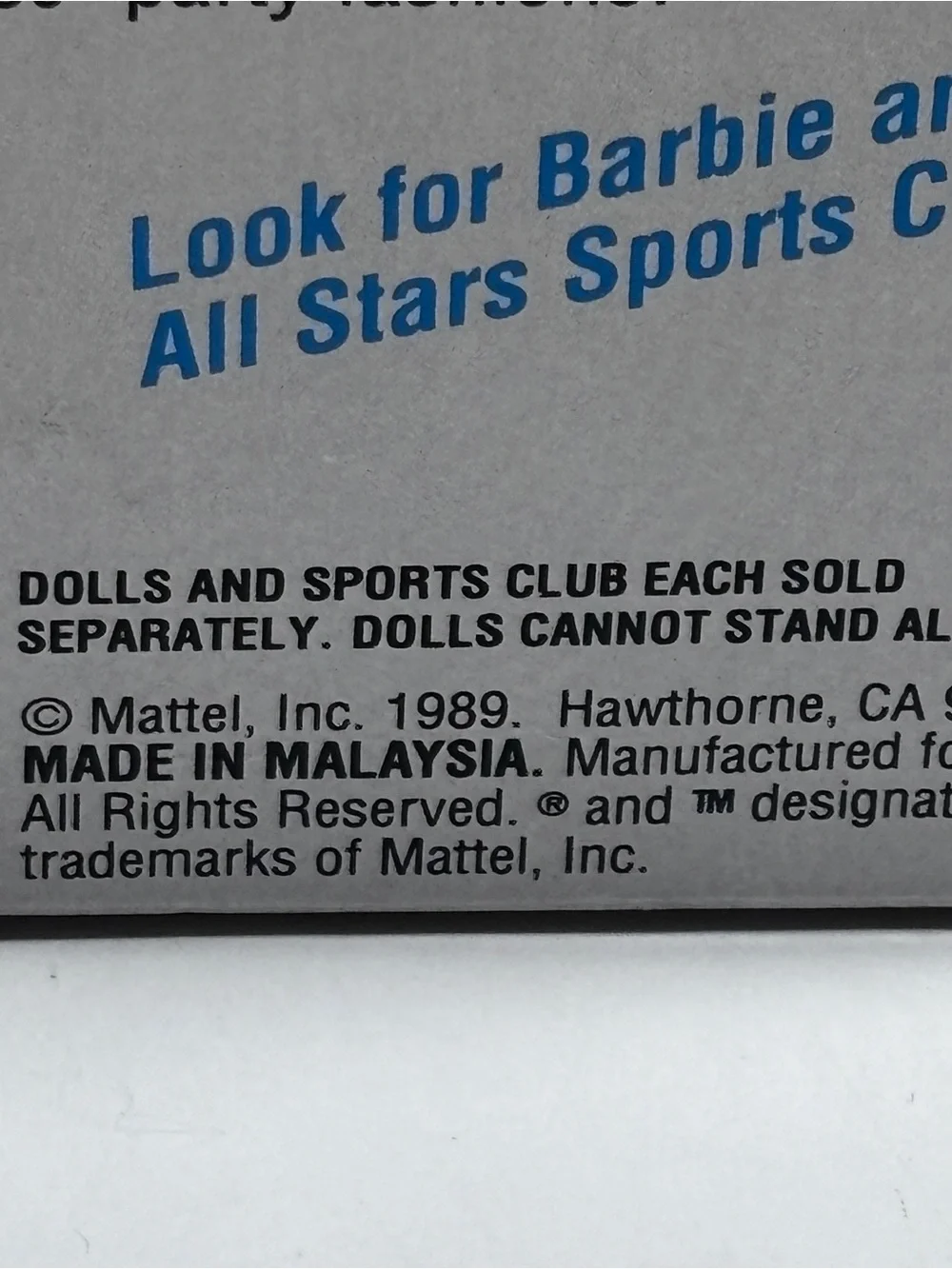 Barbie's Ken and the All-Stars Doll Basketball Gear Mattel 1989